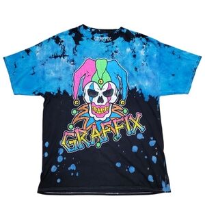 Graffix Logo Clown Blue and Black Tie-Dye T-Shirt Sz L